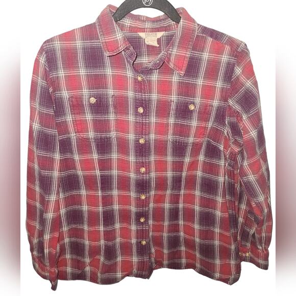 Duluth Women's Purple Red Long Sleeve Plaid Button Up Shirt‎ Size Medium - Picture 1 of 10